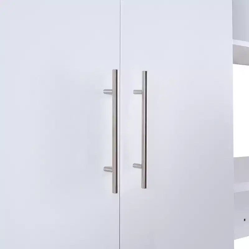 Opklapbedframe voor een eenpersoonsbed, houten kastbed met ingebouwde kledingkast, opberglades en open planken, wit -ModernLuxe