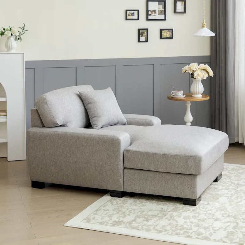 Modernes übergroßes Chaiselongue-Schlafsofa im Mid-Century-Stil mit Kissen