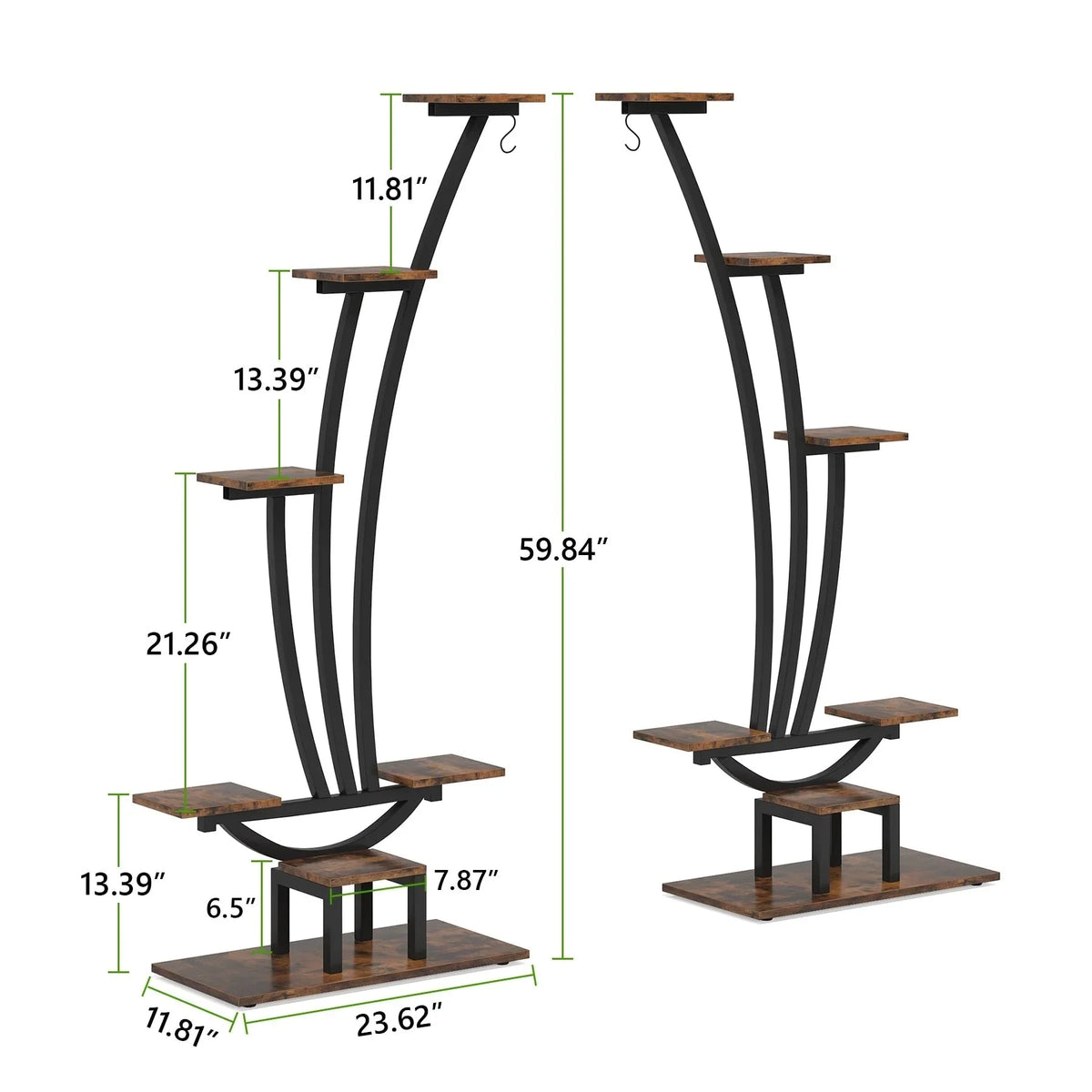 Pflanzenständer für Innenräume, sechsstufiges Blumenregal für Haus und Garten - 2er-Set