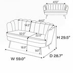Small Mini Room Couch Two-Seater Sofa with Gold Metal Leg - 2 Seat