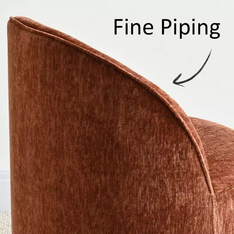 Ensemble de salle à manger moderne pour 6 personnes, table ronde à piètement central, fauteuils pivotants en forme de tonneau à roulettes, chenille texturée - Panipeachy