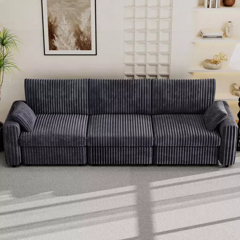 Dyonery modulaire hoekbank van ribfluweel met afneembare, wasbare hoezen