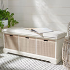 Banc de rangement SAFAVIEH Fiorello avec coussin et 3 tiroirs - 47.3 W x 15 L x 19 H - 47Wx15Dx19H