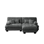 L-vormige loveseat, hoekbank van chenille met lendenkussens