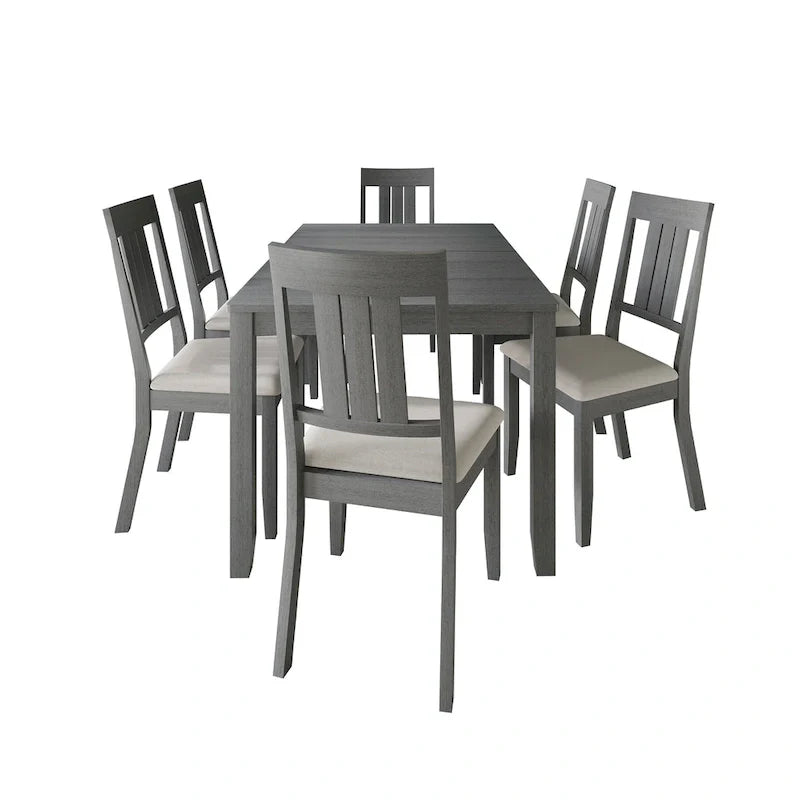 Klasyczny drewniany zestaw jadalniany CraftPorch, 7-elementowy