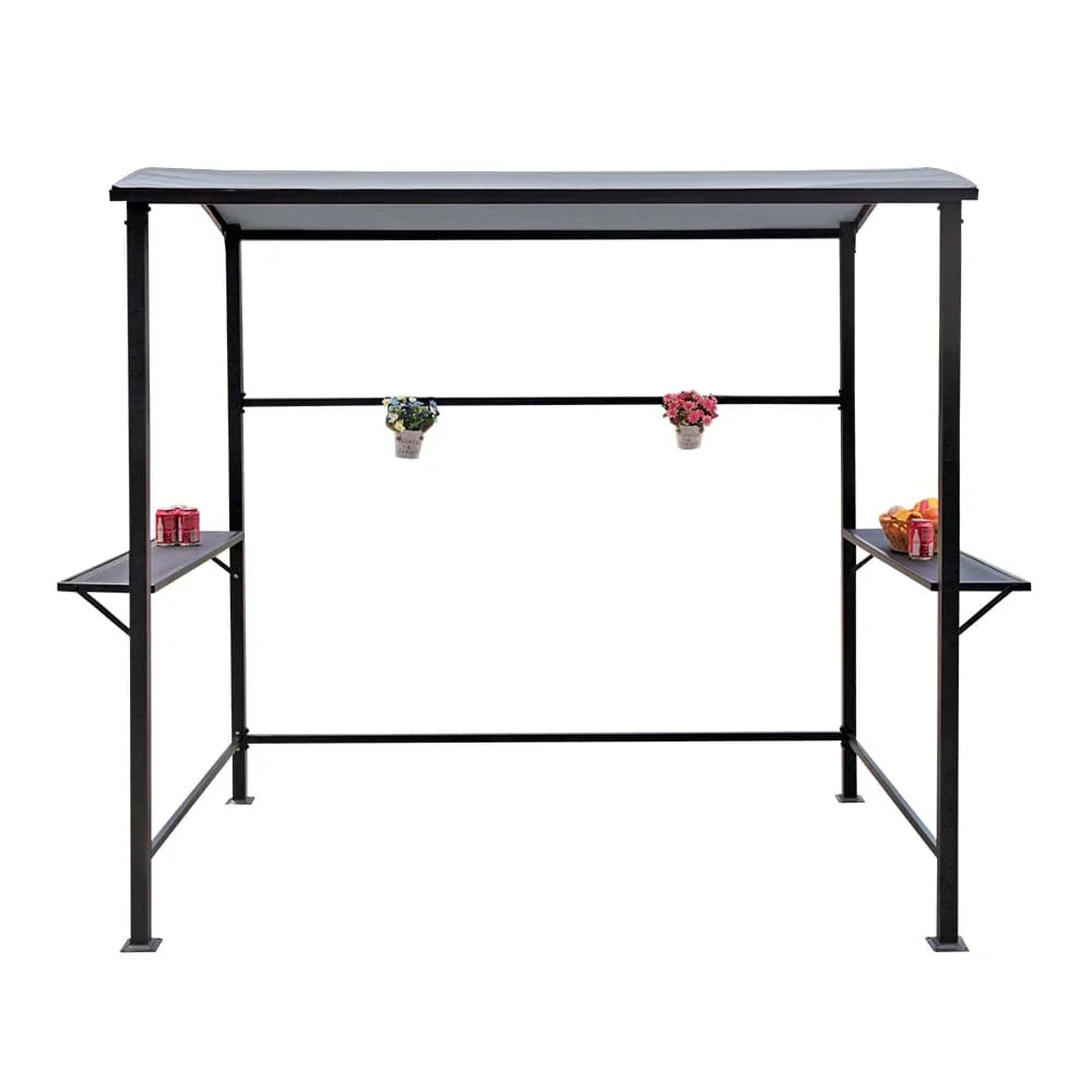 Abri de barbecue extérieur avec auvent, structure en acier, 5 ft. x 8 ft.