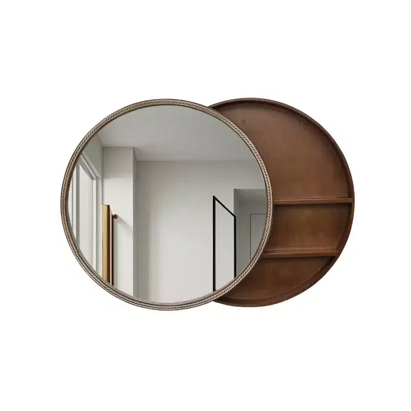 23.6 moderne ronde schuifbare wandspiegel met opbergruimte, ruimtebesparende make-upspiegel voor de badkamer, decoratieve spiegel voor de woonkamer