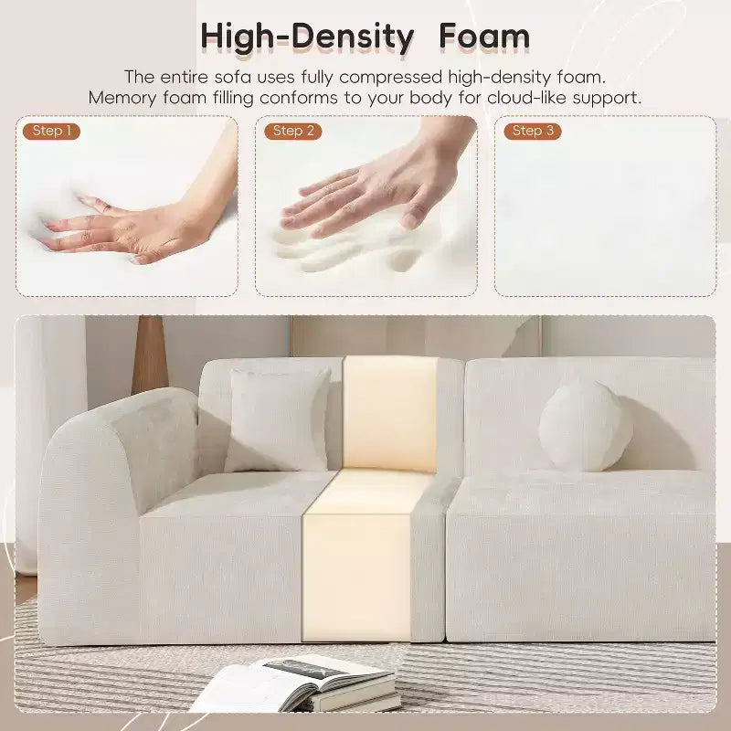Moderne gebogen hoekbank van 140 inch met chaise longue, set van 3 delen, voor de woonkamer