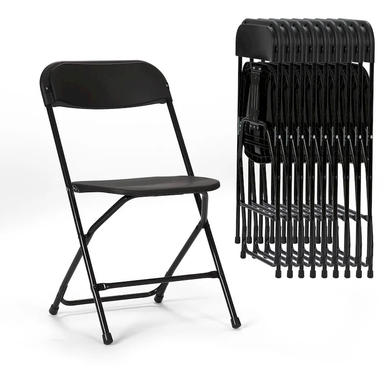 10er-Pack Klappstühle aus Kunststoff, Tragfähigkeit 350lb, für Veranstaltungen, Büro, Hochzeiten, Partys, Picknicks, Küche und Essbereich