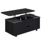 Multifunktionaler moderner Couchtisch mit Hubplatte und verstecktem Stauraum, 4 Hockern und Rollen, perfekt für moderne Wohnräume