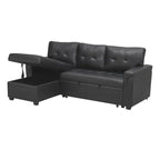 Canapé d’angle convertible et réversible avec lit escamotable, méridienne avec rangement dissimulé et pieds robustes