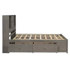 Queen-Size-Platformbett mit Ablage und 8 Schubladen, einfacher Aufbau