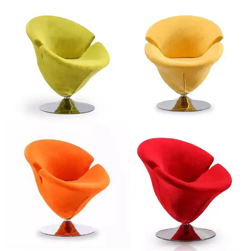 Manhattan Comfort set van 4 draaibare tulpenstoelen, oranje/geel: fluwelen bekleding, geen montage vereist