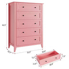 Kommode mit 5 Schubladen, 42.5 Zoll hoch, für das Schlafzimmer, Holzschrank mit 11.9 Zoll tiefen Schubladen und goldenen Metallgriffen, ideal für Eingangsbereich oder Flur