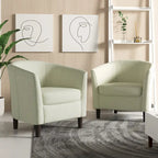 2 Set Modern Linen Barrel Accent Chairs Club Armchair