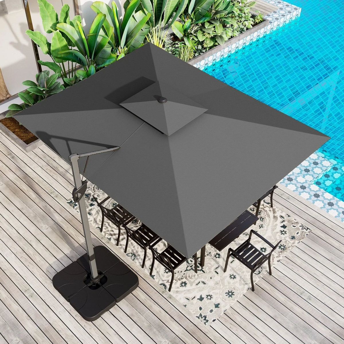 MAISON ARTS parasol boczny 12 FT z automatycznym podnośnikiem hydraulicznym, aluminiowym masztem i obrotem o 360 stopni