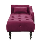 Moderne Chaiselongue, 60.6, mit Samtbezug, Knopfheftung, Beinen aus Massivholz und Ziernägeln