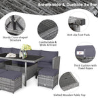 Costway 7-delige diningset van rotan voor het terras, modulaire bank, sofa en voetenbank - bekijk de details