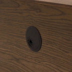Minimalist TV Stand with DrawersSolid Wood Media Console with Cabinets, Flip-down Door, Walnut Veneer, Fully-Assembled