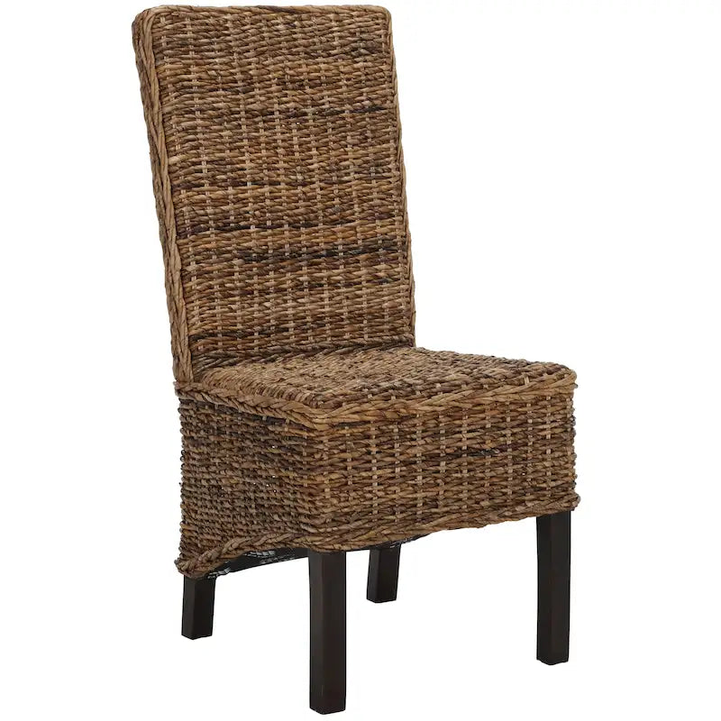 Set aus 2 Esszimmerstühlen aus naturbelassenem Rattan, 19W x 22D x 41H, Boho-Küstenstil