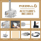 Multibrandstof-pizzaoven voor buiten, voor steenovenpizza, met gasbrander en houtbox - 12 inch