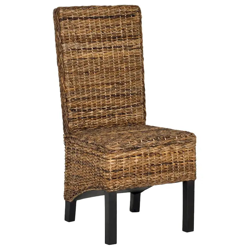 Set aus 2 Esszimmerstühlen aus naturbelassenem Rattan, 19W x 22D x 41H, Boho-Küstenstil