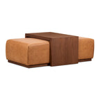 Poly & Bark Jarmo-voetenbank met verstelbare tafel van walnoothout - Italiaans volnerfleer