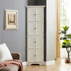 Tall Corner Storage Cabinet with 8 Doors and 4 Shelves
