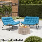 Dubbele papasan-loveseat met kussen, weerbestendig PE-rotan en metalen frame voor binnen en buiten