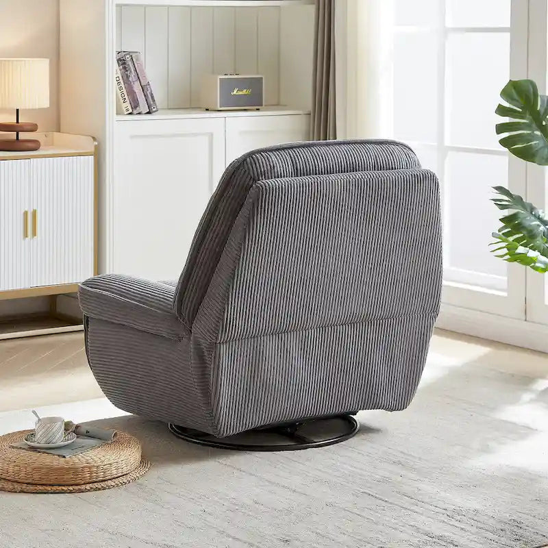 Draaibare relaxfauteuil van ribfluweel met voetensteun voor de woonkamer