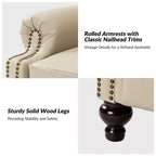 2er-Set moderner Ohrensessel aus Echtleder Elisabete mit Vintage-Nagelkopfverzierung für Wohnzimmer und Schlafzimmer| ART OF LIVING DESIGNS