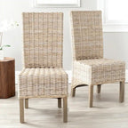 Set aus 2 Esszimmerstühlen aus naturbelassenem Rattan, 19W x 22D x 41H, Boho-Küstenstil