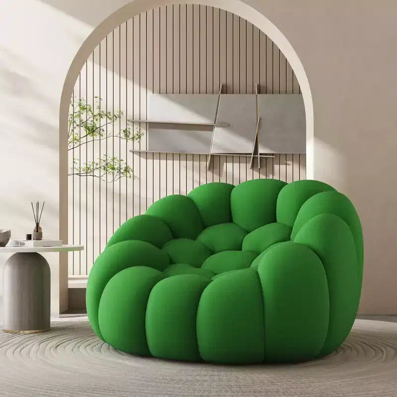 Bubble-vloerbank van 47 inch met gebogen ontwerp, 3D-zitzakstoel voor de woonkamer, groen