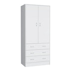 Armoire moderne à deux portes de 19 avec 3 tiroirs et 1 tringle à vêtements pour chambre
