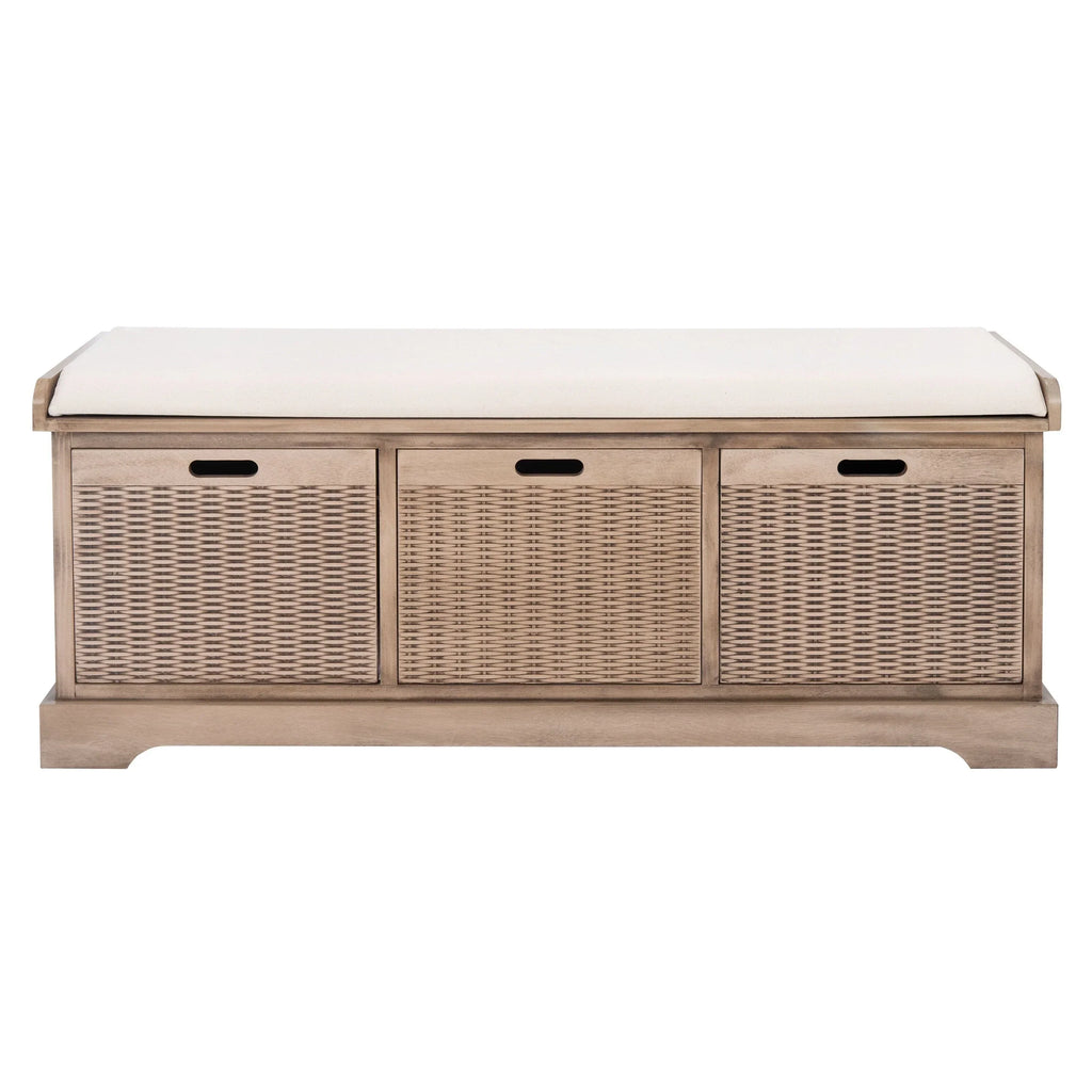 Banc de rangement SAFAVIEH Fiorello avec coussin et 3 tiroirs - 47.3 W x 15 L x 19 H - 47Wx15Dx19H