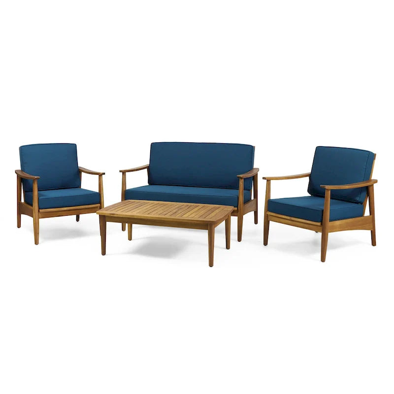 Ensemble de salon de jardin 4 places en bois d’acacia Willowbrook de Christopher Knight Home