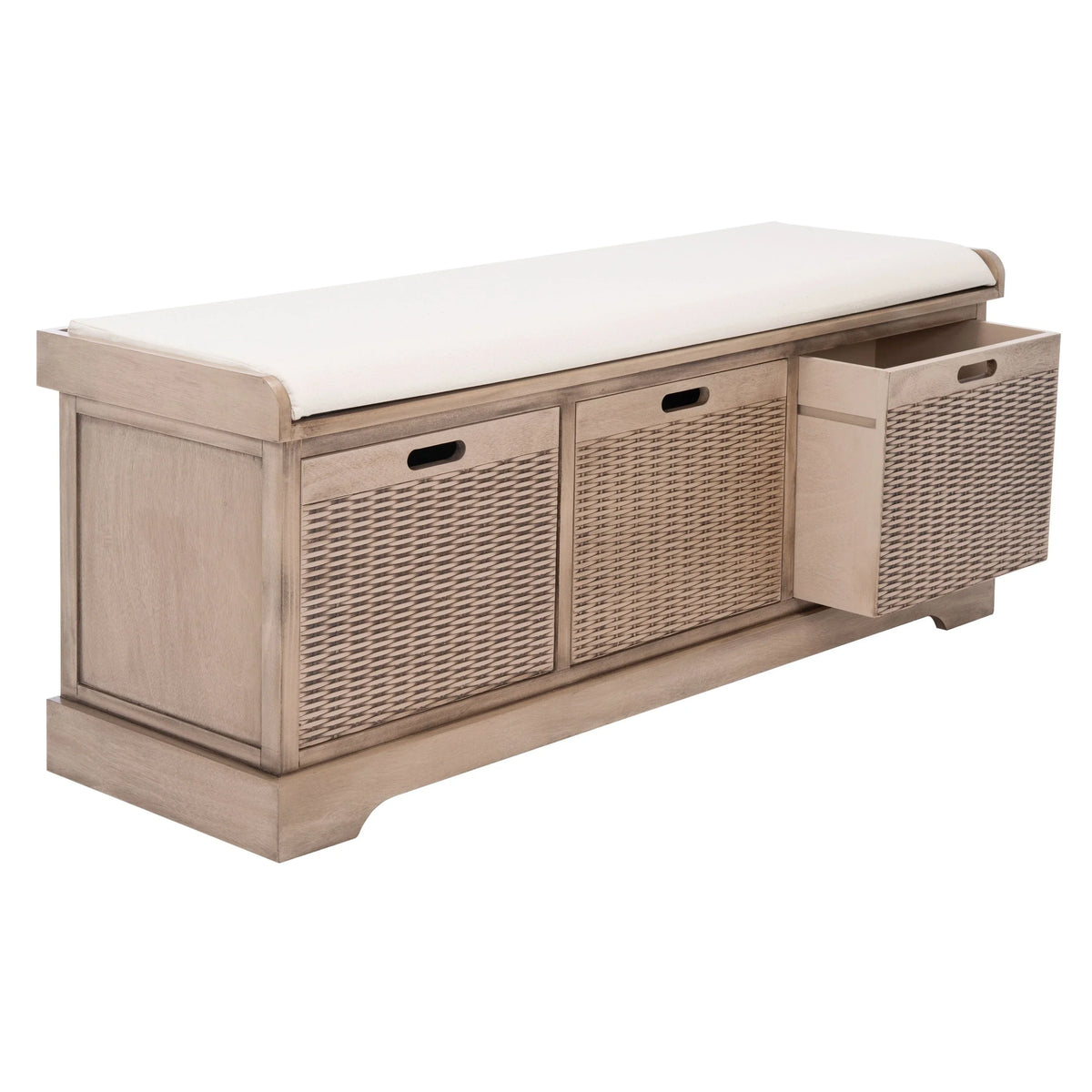 Banc de rangement SAFAVIEH Fiorello avec coussin et 3 tiroirs - 47.3 W x 15 L x 19 H - 47Wx15Dx19H