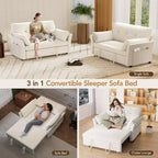 Dyonery 3-in-1-Schlafsofa, ausziehbares Schlafsofa mit Seitentasche und verstellbarer Rückenlehne, werkzeugloser Aufbau, klappbares Zweisitzersofa