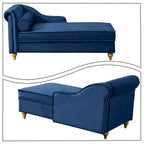 Elegante Franse chaise longue met fluwelen bekleding, opbergruimte en een kussen