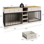 82 Double Dog Crate Furniture, Large Dog Kennel Indoor for 2 Dogs, Heavy Duty Wooden Dog Crate TV Stand with 4 Drawers and Shelves