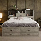 Queen-Size-Platformbett mit Ablage und 8 Schubladen, einfacher Aufbau