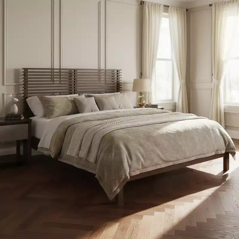 Christopher Knight Home Eunji Bettrahmen aus Kiefernholz im modernen Stil mit horizontalen Latten am Kopfteil