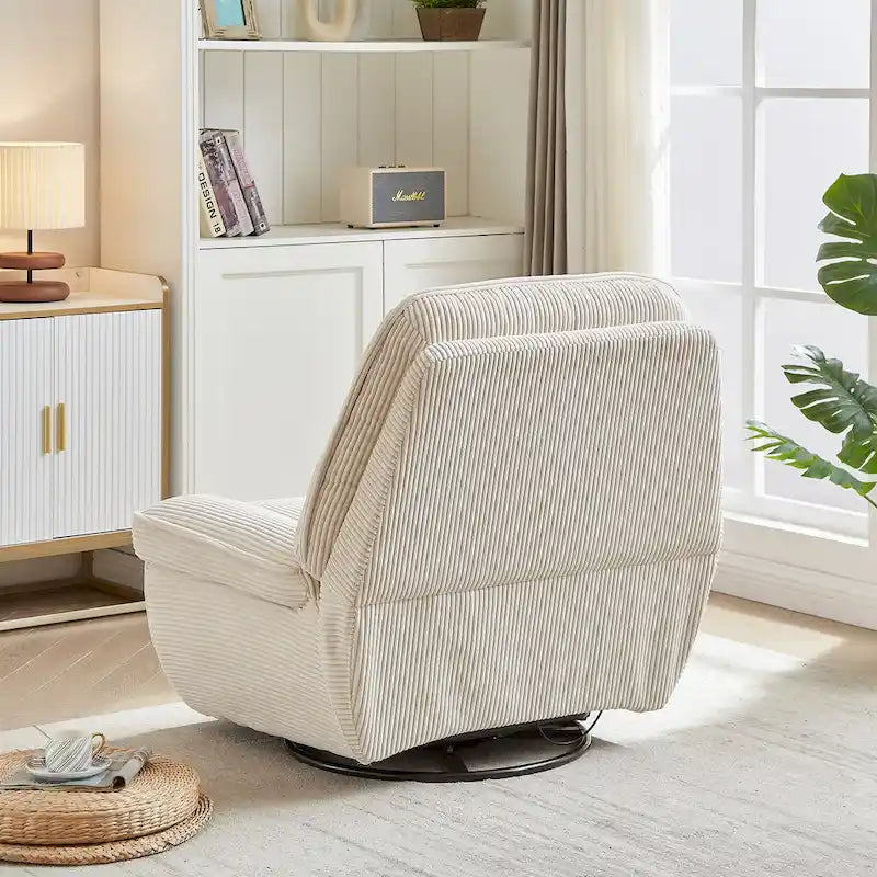 Draaibare relaxfauteuil van ribfluweel met voetensteun voor de woonkamer