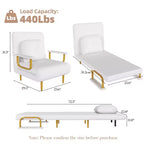 Klappbares Schlafsofa 3-in-1 mit umwandelbarem Sessel - 5-fach verstellbare Rückenlehne mit Kissen, platzsparender Schlafsessel für Wohnzimmer, Schlafzimmer und Büro (Weiß)