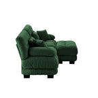 L-vormige loveseat, hoekbank van chenille met lendenkussens
