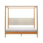 Harbor hemelbed voor kingsize bedden met gestoffeerd hoofdbord, blond/Swiss Coffee (MD2411-01)