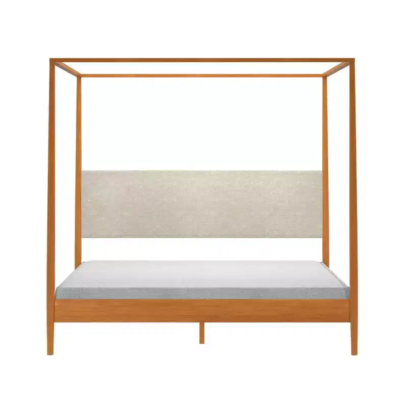 Harbor hemelbed voor kingsize bedden met gestoffeerd hoofdbord, blond/Swiss Coffee (MD2411-01)