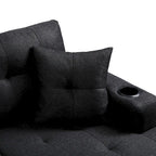 Wohnlandschaft mit L-förmiger Chaiselongue und Getränkehalter