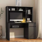 Moderner Computertisch mit Aufsatz und Bücherregal, 51.18IN, Bürotisch mit viel Stauraum, Schreibtisch für Arbeitszimmer und Leseraum