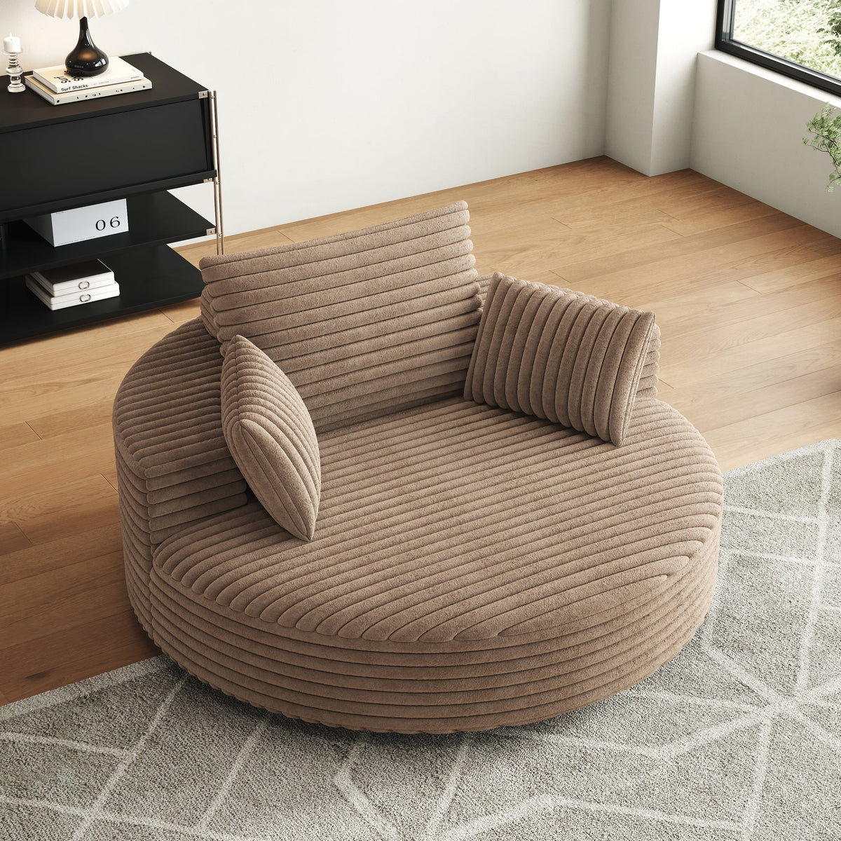 Draaifauteuil voor één persoon van corduroy, chenille en schuim